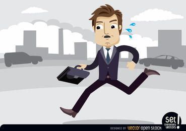 Executivo com maleta com pressa Executivo com maleta com pressa