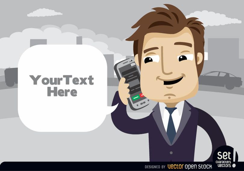 Executive talking by cell phone text cloud Executive talking by cell phone text cloud