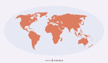 Mapa mundial de forma plana detalhada