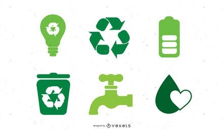 Exklusives Green Ecology Icon Set