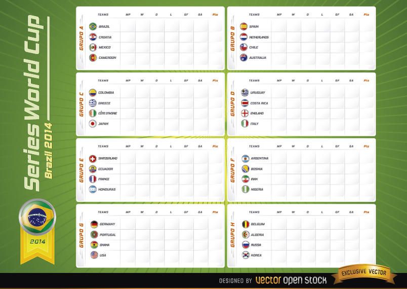 Team groups board Brazil 2014 Worldcup Team groups board Brazil 2014 Worldcup