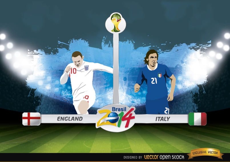 Inglaterra vs Italia Brasil 2014 Descargar vector