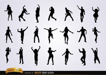 Set of dancing silhouettes