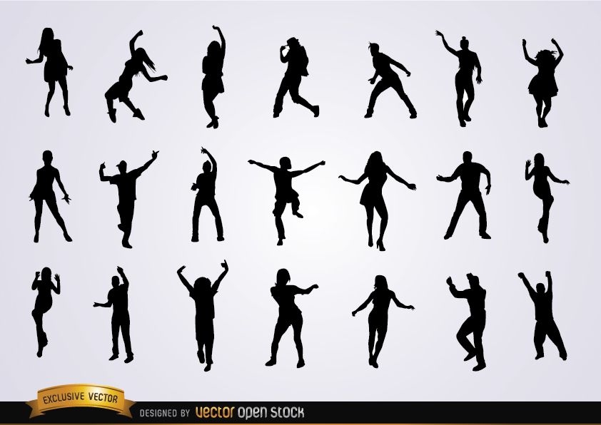 Set of dancing silhouettes