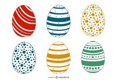 Conjunto de huevos de Pascua coloridos decorados