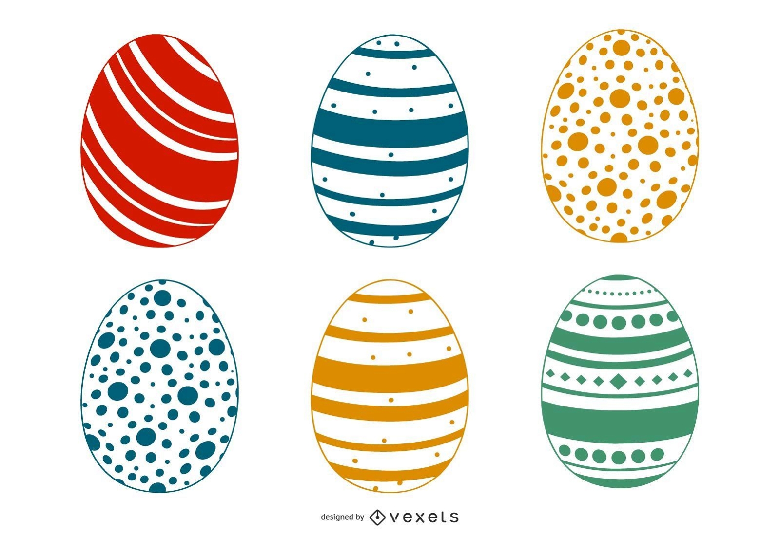Conjunto de ovos de p?scoa coloridos decorados