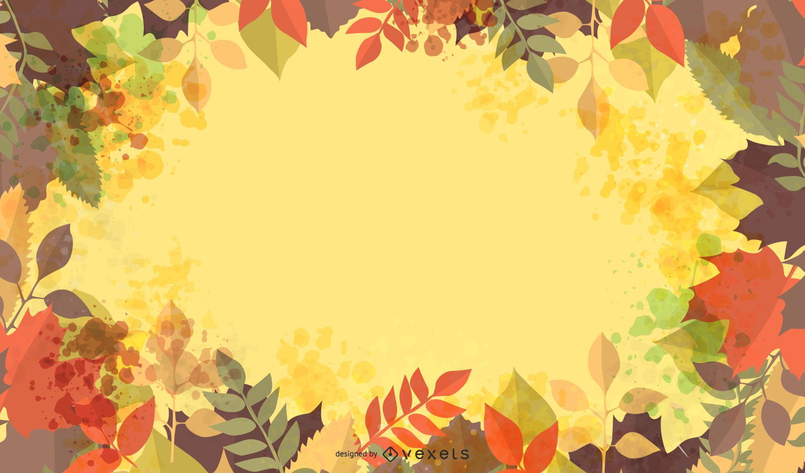 Autumn Leaves Frame with Grungy Splats