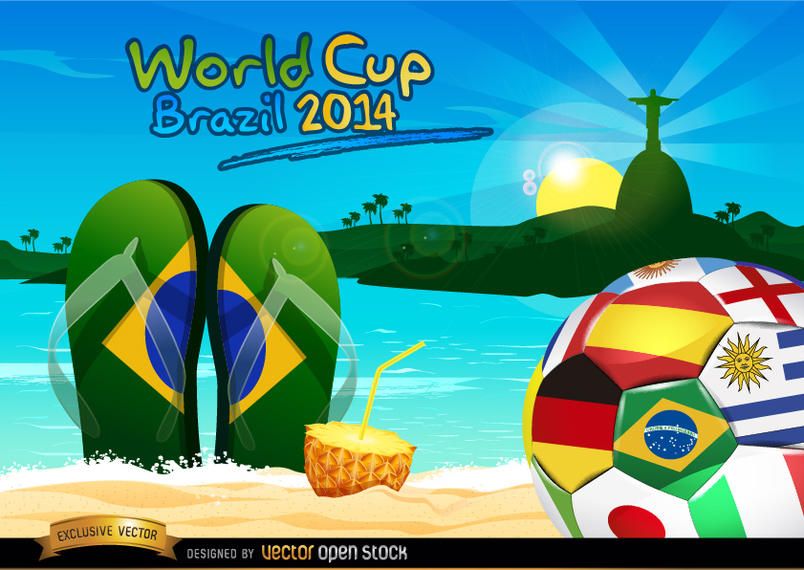 Brazil 2014 ball on Rio beach Brazil 2014 ball on Rio beach