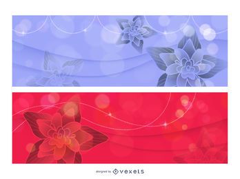 Leuchtende Banner-Vorlage mit rotem & blauem Lotus