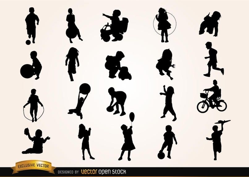 Download Kids Playing Silhouettes - Vector Download