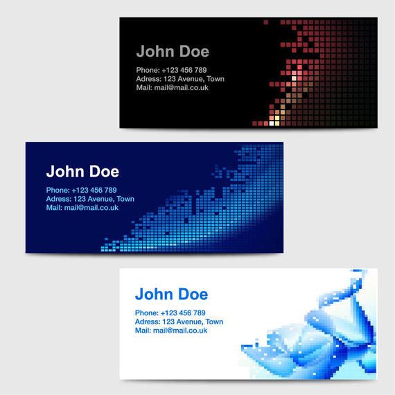 3 Business Cards with Abstract Pixilated Artwork 3 Business Cards with Abstract Pixilated Artwork