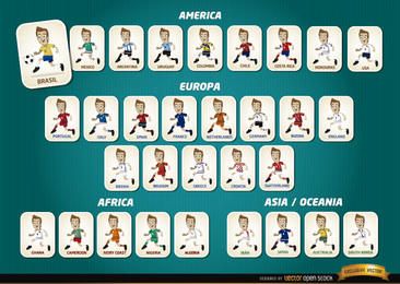 Jogadores de futebol dos desenhos animados equipes Brasil 2014 Jogadores de futebol dos desenhos animados equipes Brasil 2014