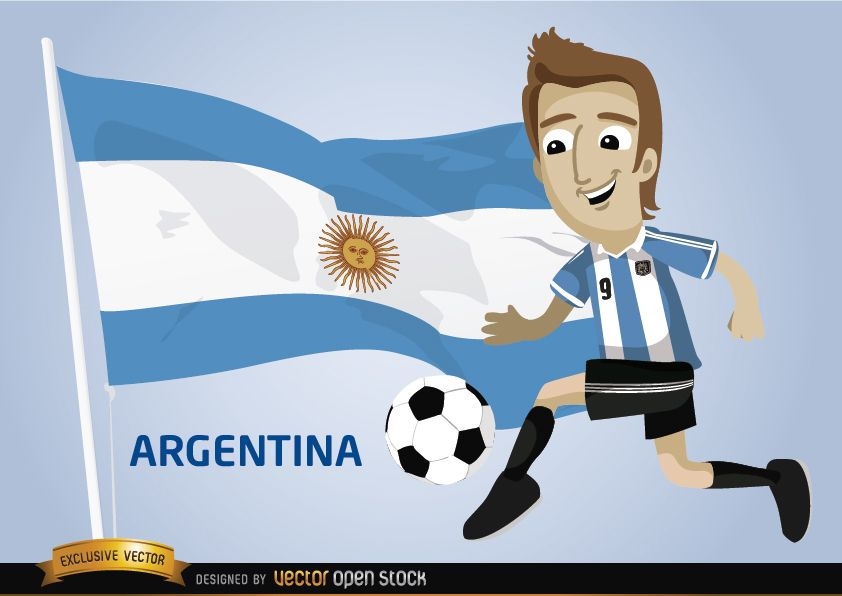 Bandera de personaje de dibujos animados de f?tbol argentino