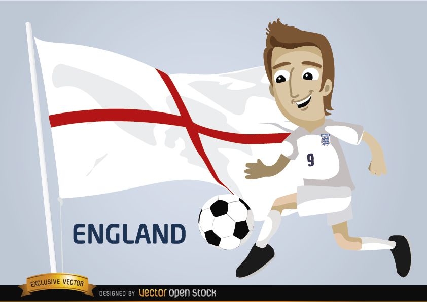 England football player with flag