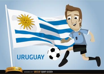 Uruguayan football player with flag