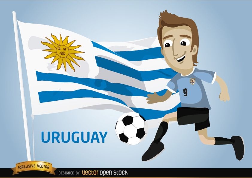 Futbolista uruguayo con bandera