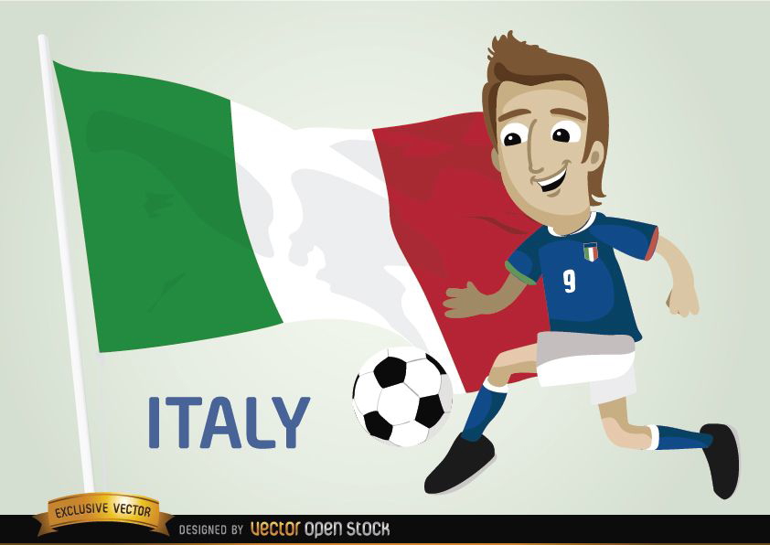 futbolista italiano con bandera