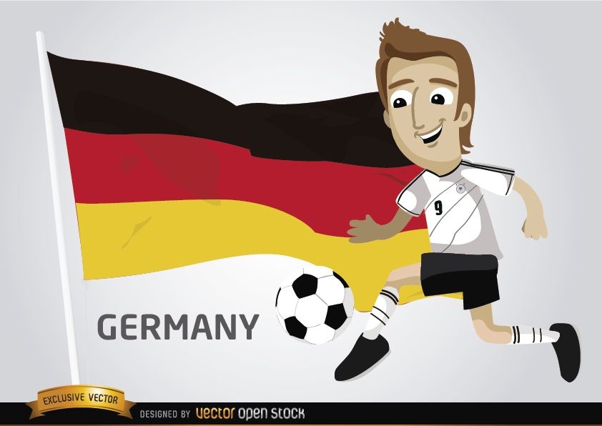 Jogador de futebol alemão com bandeira