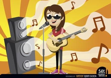 Girl singing and playing guitar