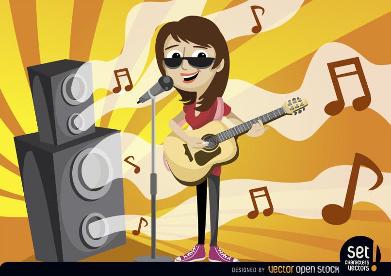 Girl singing and playing guitar Girl singing and playing guitar