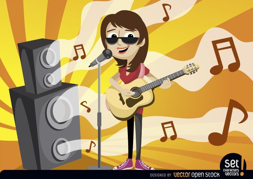 Chica cantando y tocando la guitarra