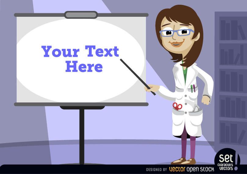 Female professor pointing screen Female professor pointing screen