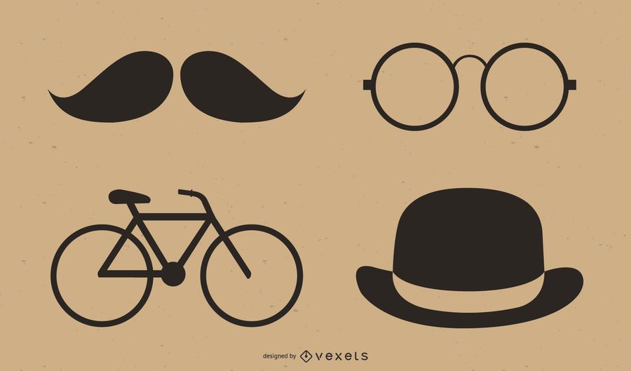 Cool Hipster Set Silhouette Cool Hipster Set Silhouette