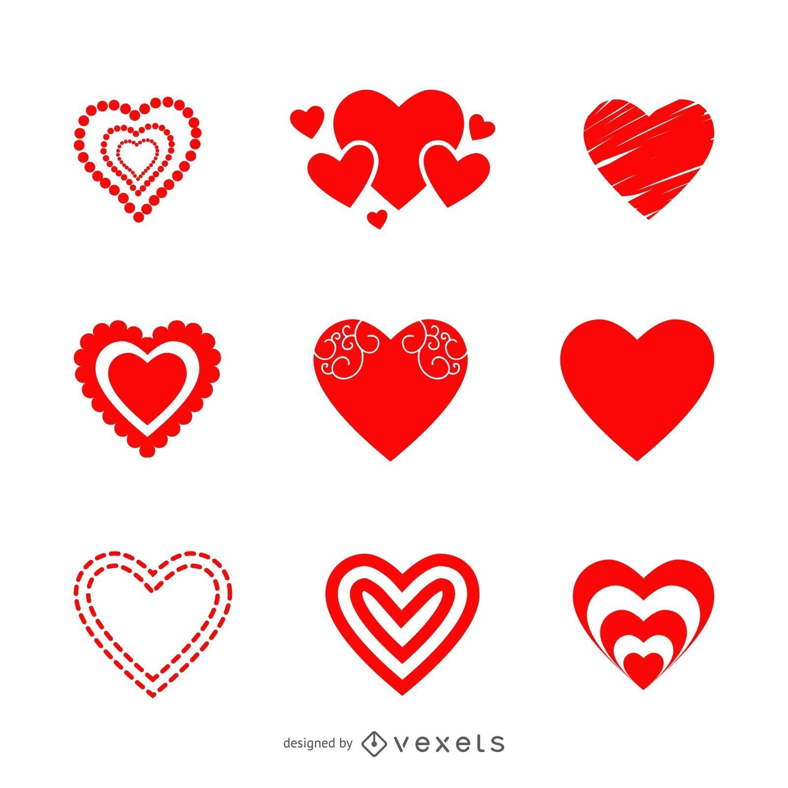 Conjunto de ícones de coração dos namorados
