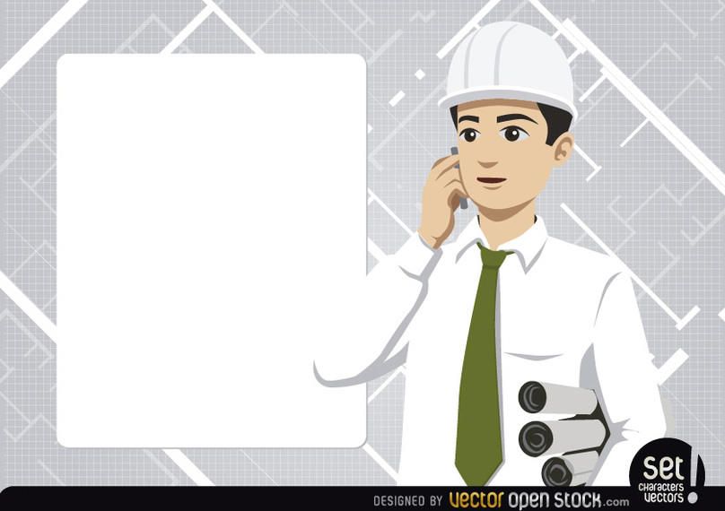 Engenheiro, com, junta mensagem, e, telefone Engenheiro, com, junta mensagem, e, telefone