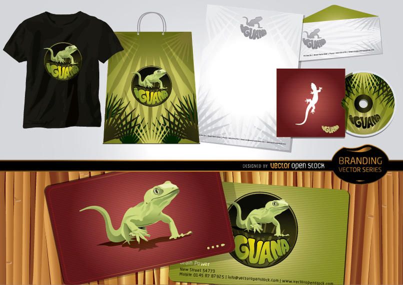 Iguana marca definida com modelo estacionário Iguana marca definida com modelo estacionário