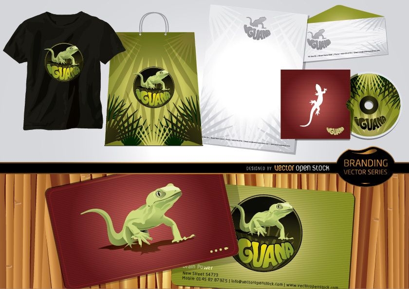 Conjunto de marca Iguana con plantilla estacionaria