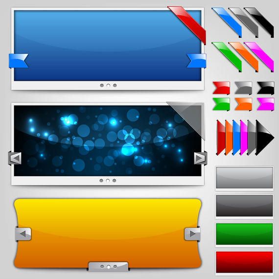 Glossy Web Slider Set with Ribbons Glossy Web Slider Set with Ribbons