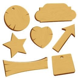 Paquete de emblemas y pancartas de madera 3D