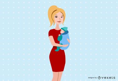 Hip mamãe carregando o bebê em sua transportadora Hip mamãe carregando o bebê em sua transportadora