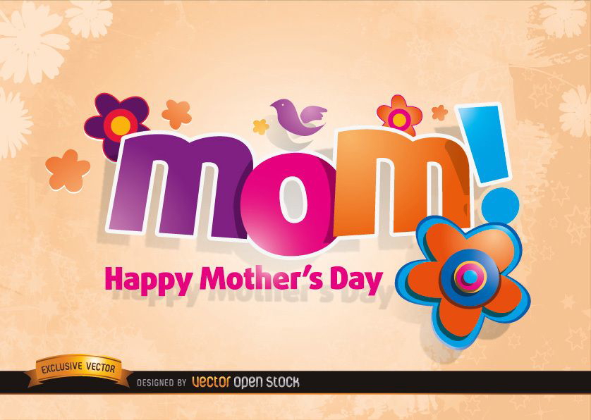 Logo de mamá con flores en el día de la madre