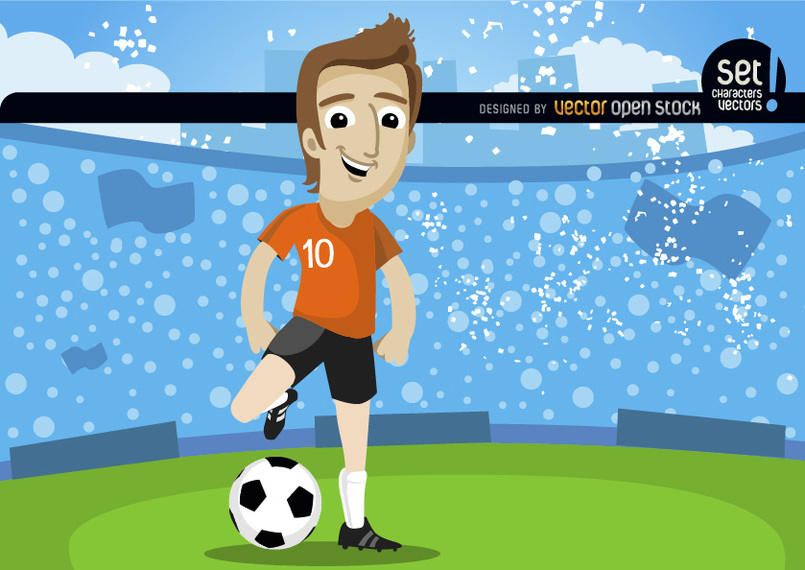 Football player in field with crowd Football player in field with crowd
