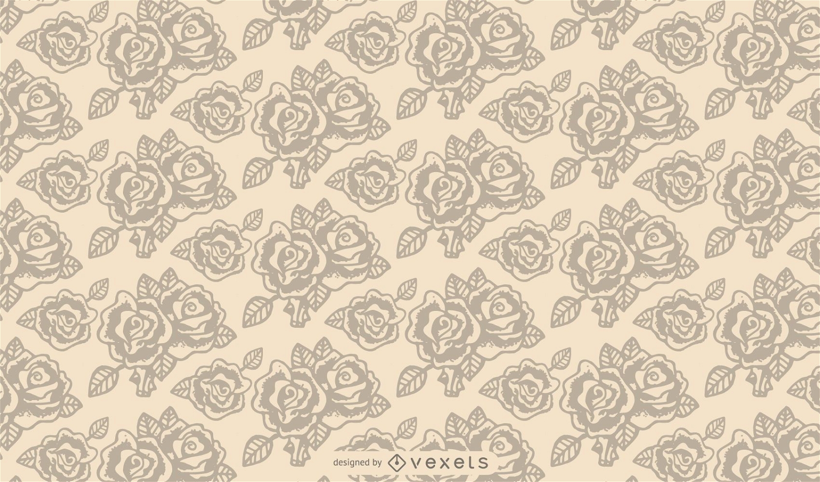 Vintage Seamless Sketchy Rose Pattern