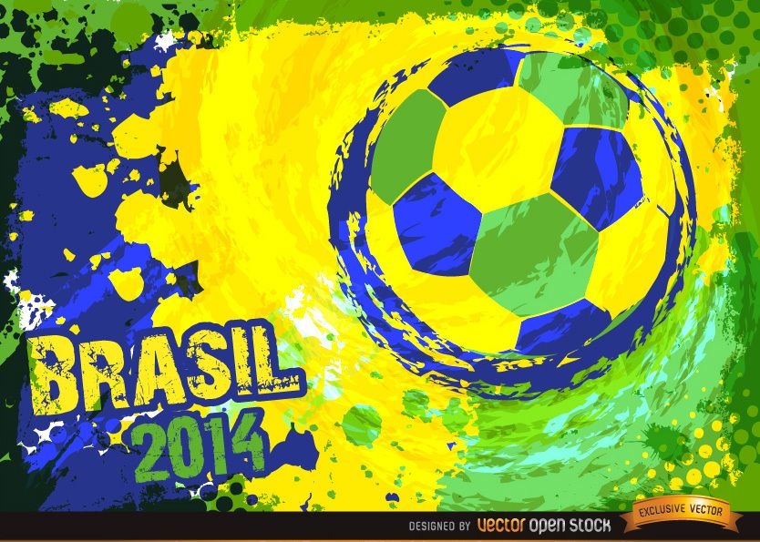 Fundo de futebol amarelo verde azul Brasil 2014