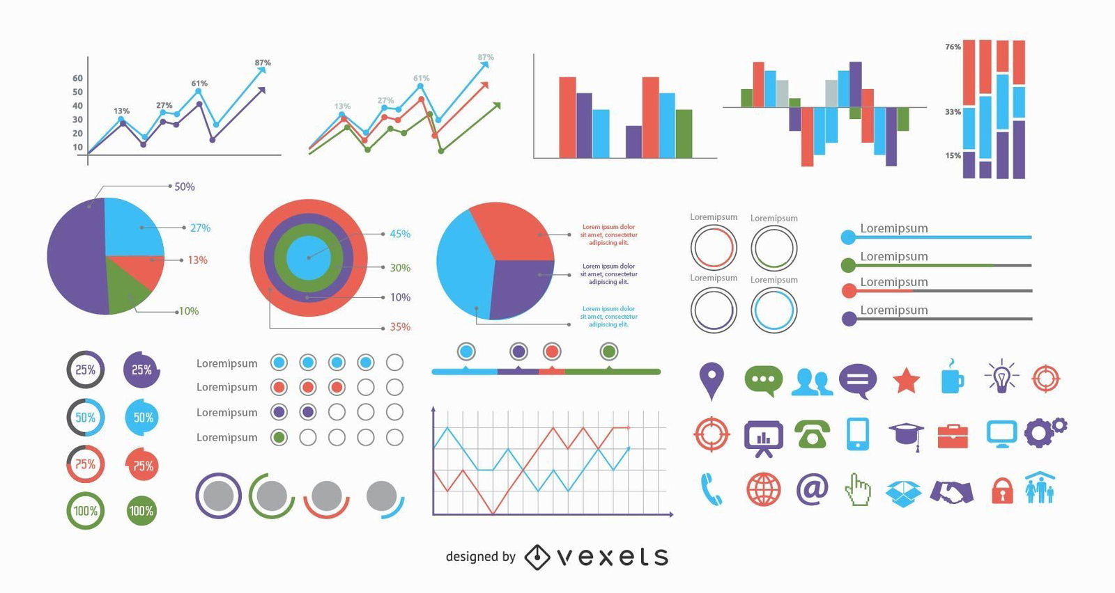 40 Plus Minimallist Info Graphics com Ícones