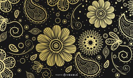 Fondo ornamental dorado de Paisley