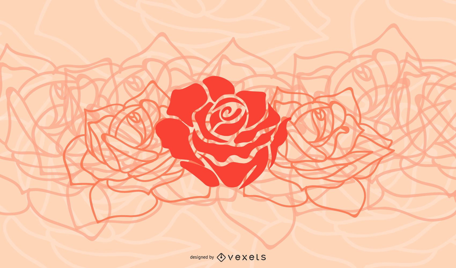 Fundo de flor simplista com rosas vermelhas