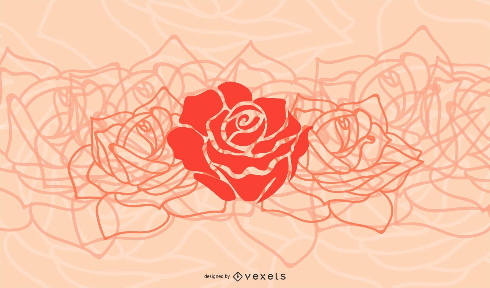 Vereinfachter Blumenhintergrund mit roten Rosen