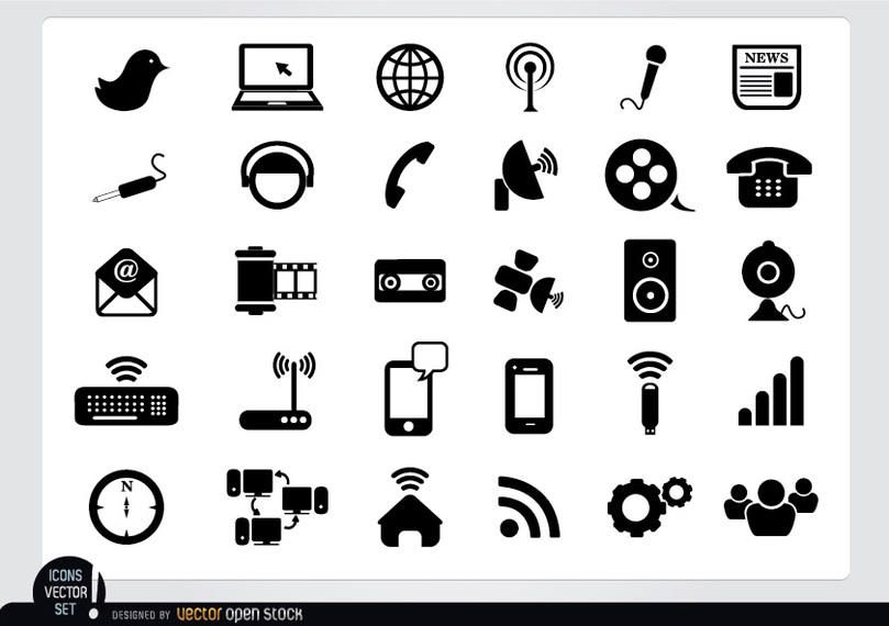 Paquete de iconos multimedia plana Paquete de iconos multimedia plana