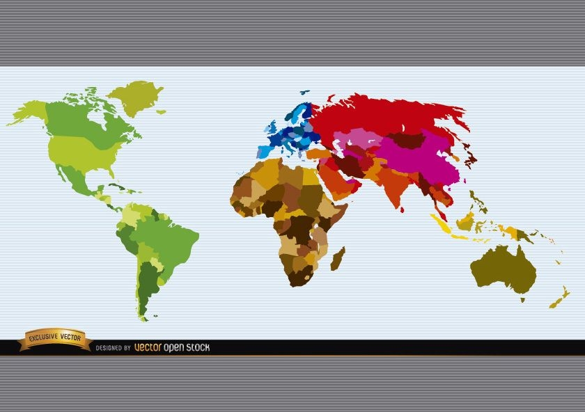 Politische Weltkarte farbig
