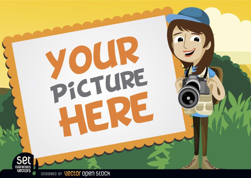 Picture frame with camera girl Picture frame with camera girl