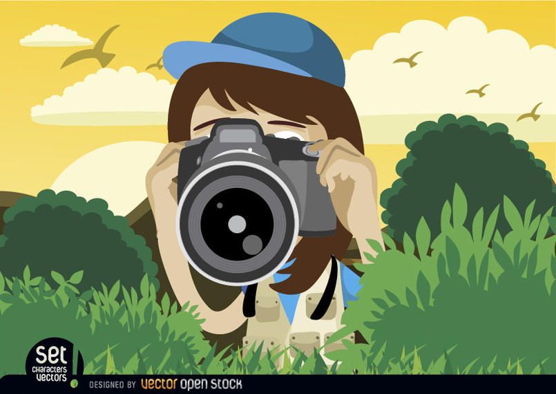 Girl shooting with camera Girl shooting with camera