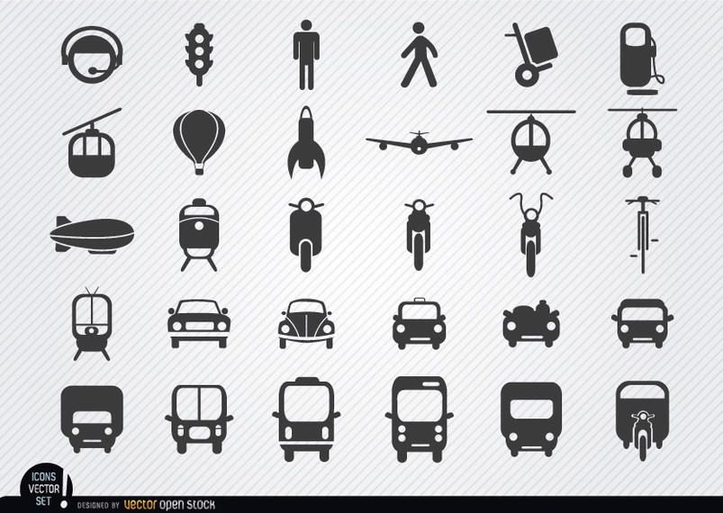 Conjunto De Iconos De Transporte Descargar Vector 5590