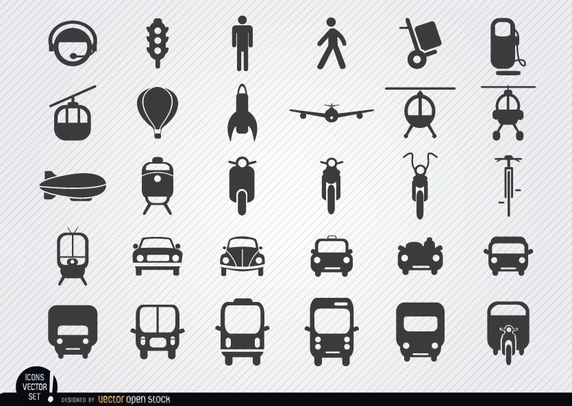 Conjunto de ícones de transporte