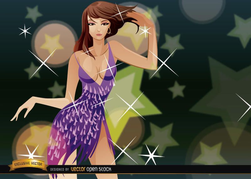 Sensual brunette dances with low-cut dress Sensual brunette dances with low-cut dress