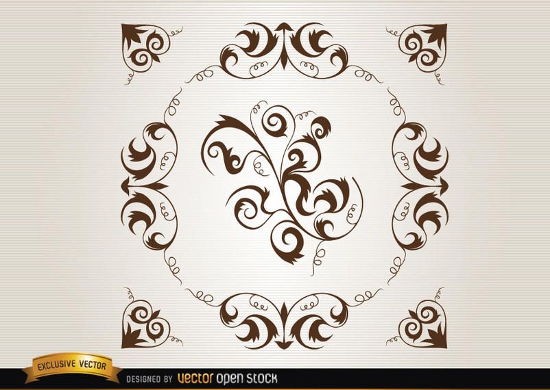 Bucles y remolinos circulares de decoración. Bucles y remolinos circulares de decoración.